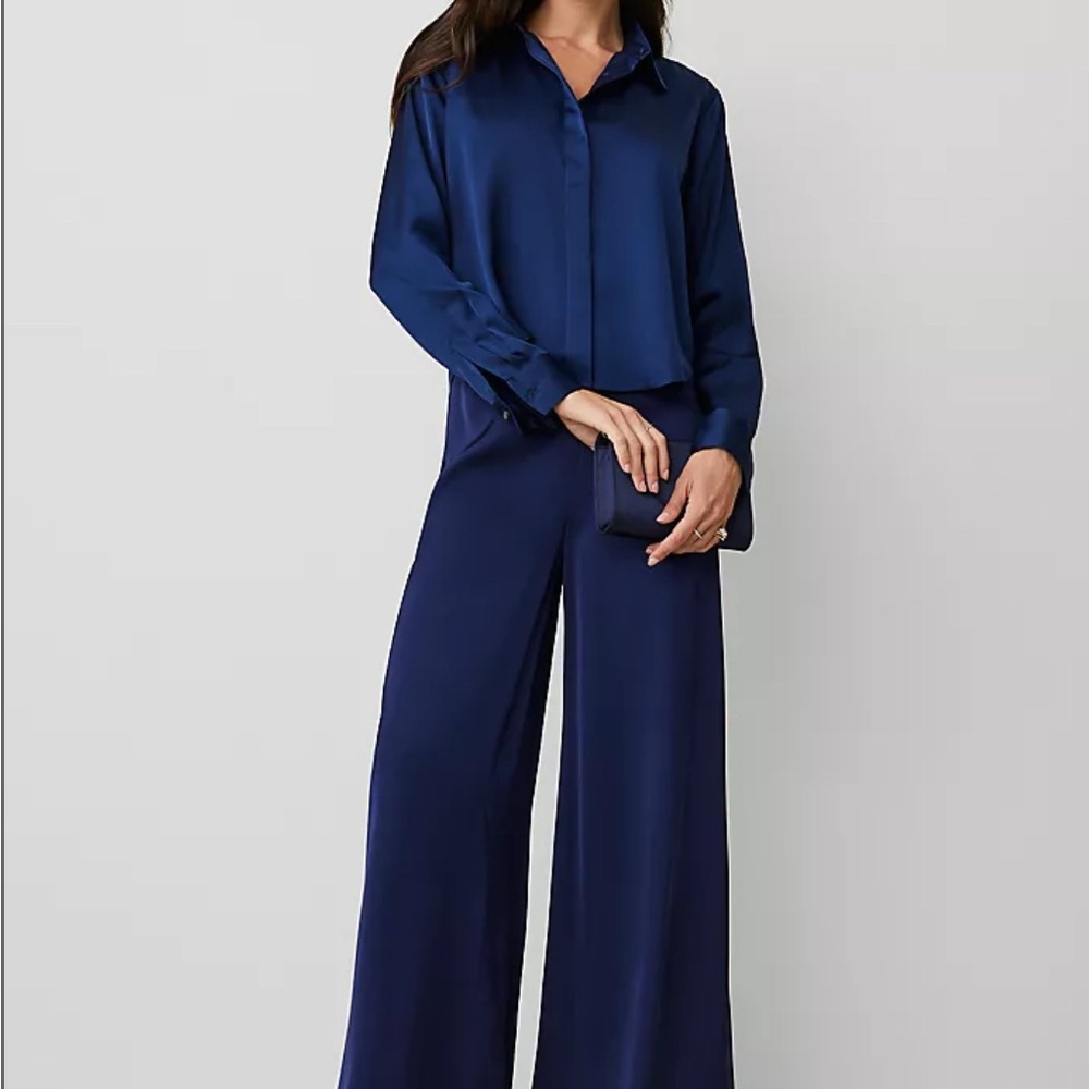 Ann Taylor Blue High-Waisted Pants